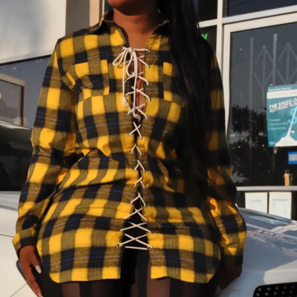 Plaid shirt dress